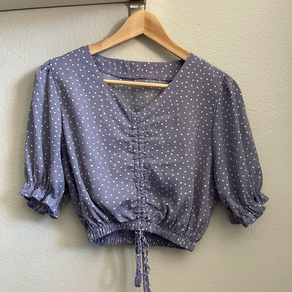 Light Purple Polka Dot Scrunch Top
